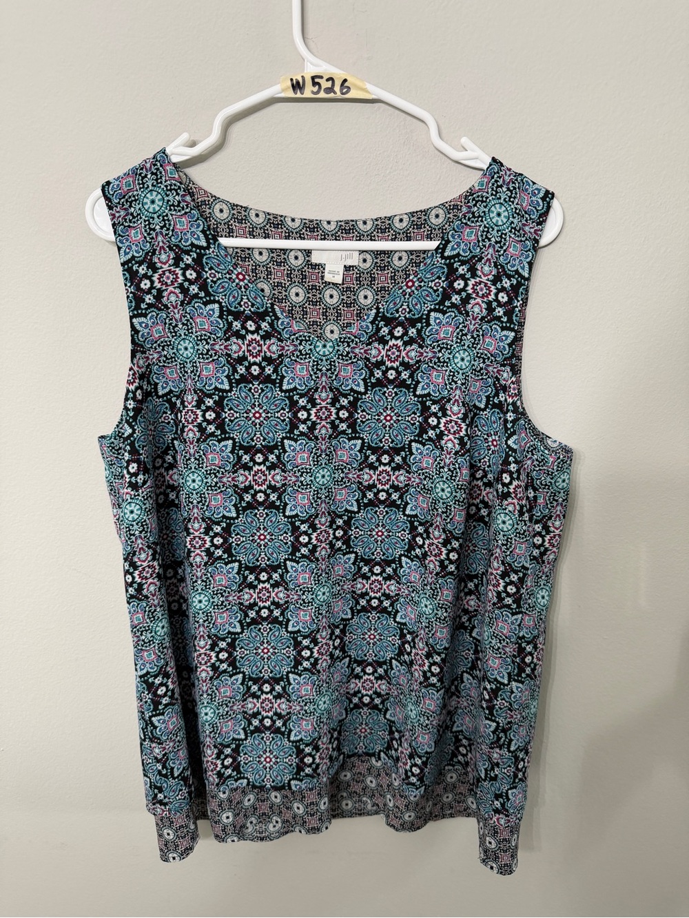 Women’s J.Jill Medallion Print Sleeveless Top Medium Blue Turquoise